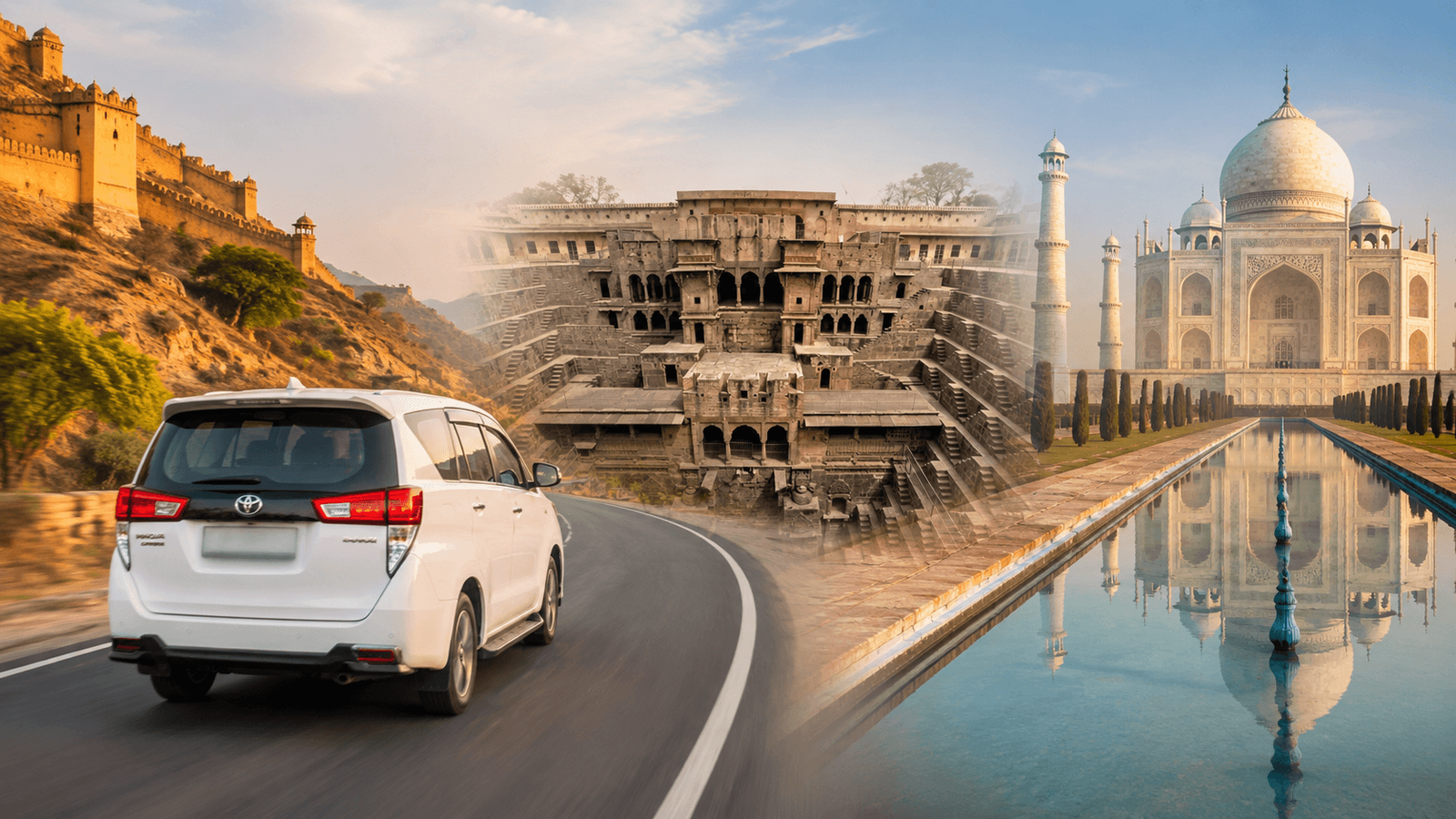 From Jaipur: Private Transfer to Agra via Abhaneri Stepwell with Drop-Off